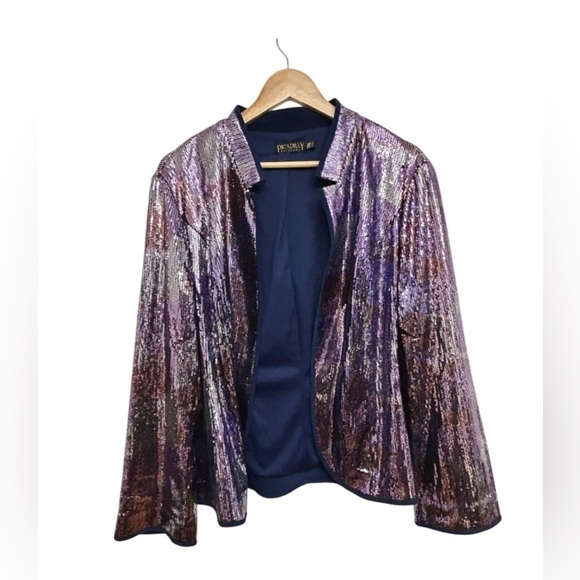 Picadilly Fashions Sequin Open Front Blazer Shiny Sparkly Size XXL - Picture 12 of 12